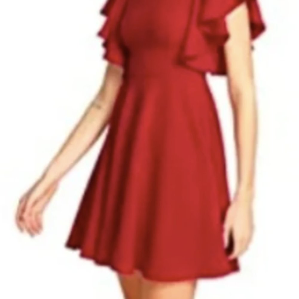 Ruffle sleeve A-line dress